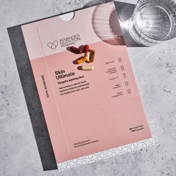 Caja de Skin Ultimate, sistema de suplementación integral para piel, cabello y uñas