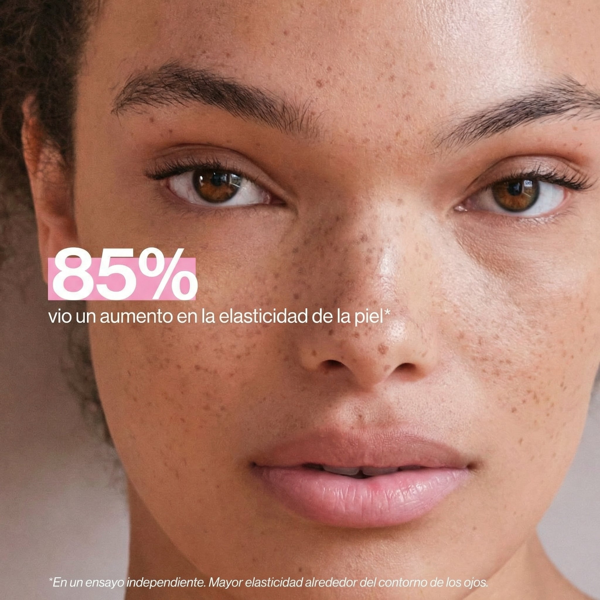 Gráficos y resultados clínicos de Skin Collagen Support, que demuestran una mejora en la resiliencia de la piel y una reducción en la profundidad de las arrugas tras el uso continuado del suplemento.